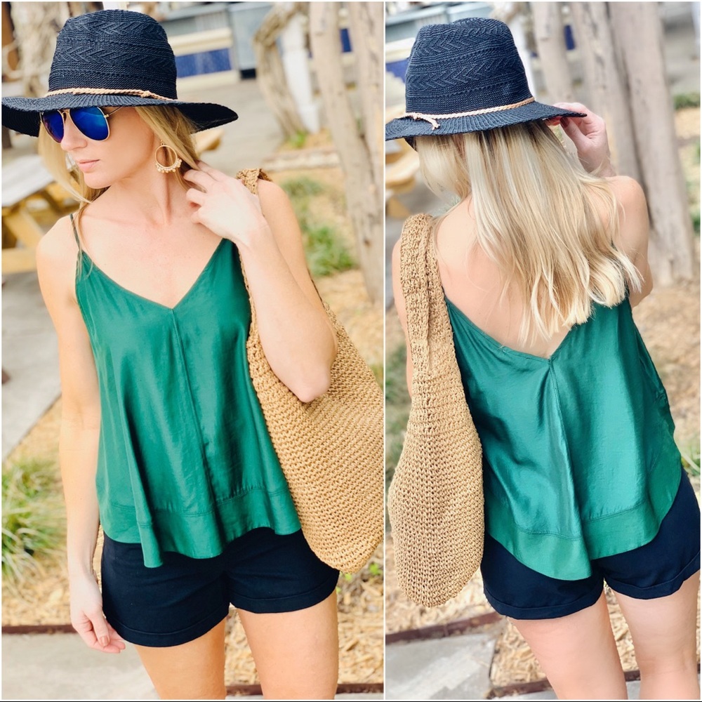 SO SIMPLE CAMI-HUNTER GREEN - Picture 2 of 4